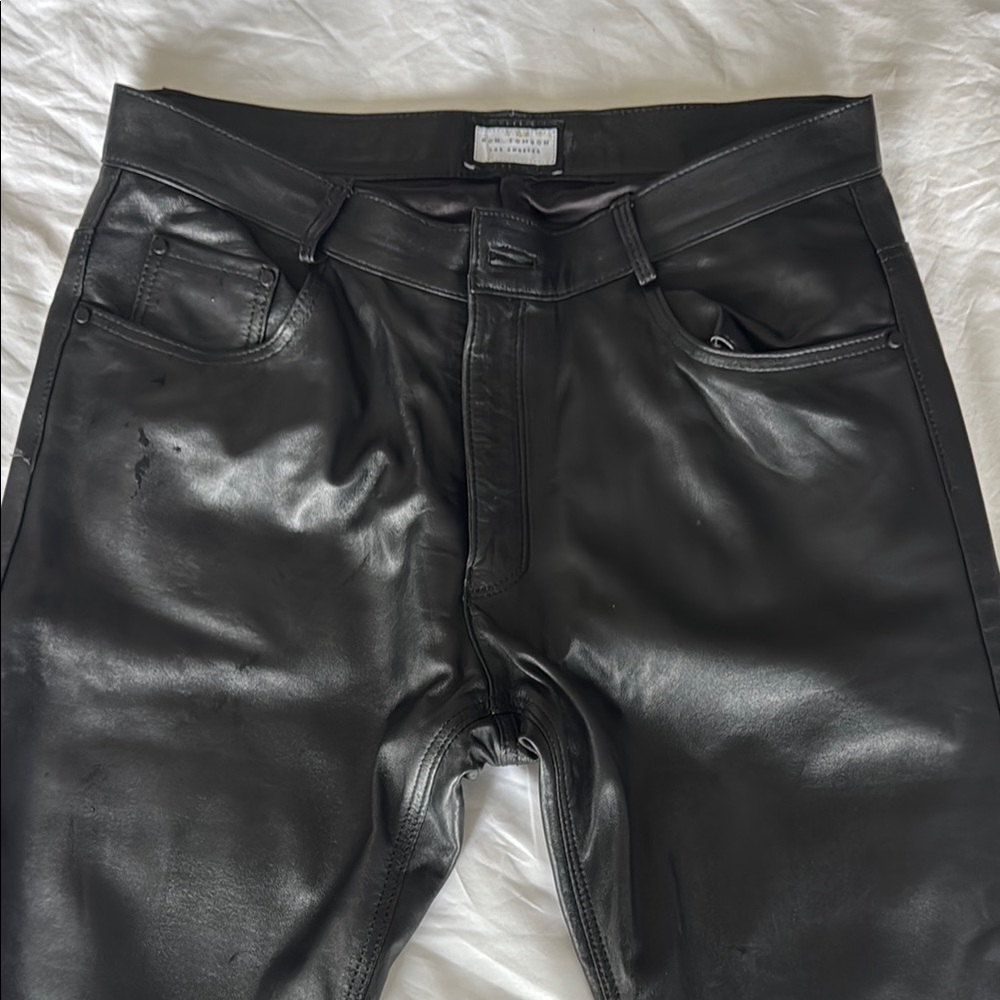 Men's Black Leather Jeans